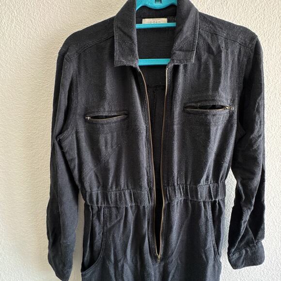 DÔEN Serre Zip Front Utility Silk Jumpsuit Black size XS - Picture 5 of 14